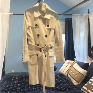 White Wool coat, black buttons and belt, 14